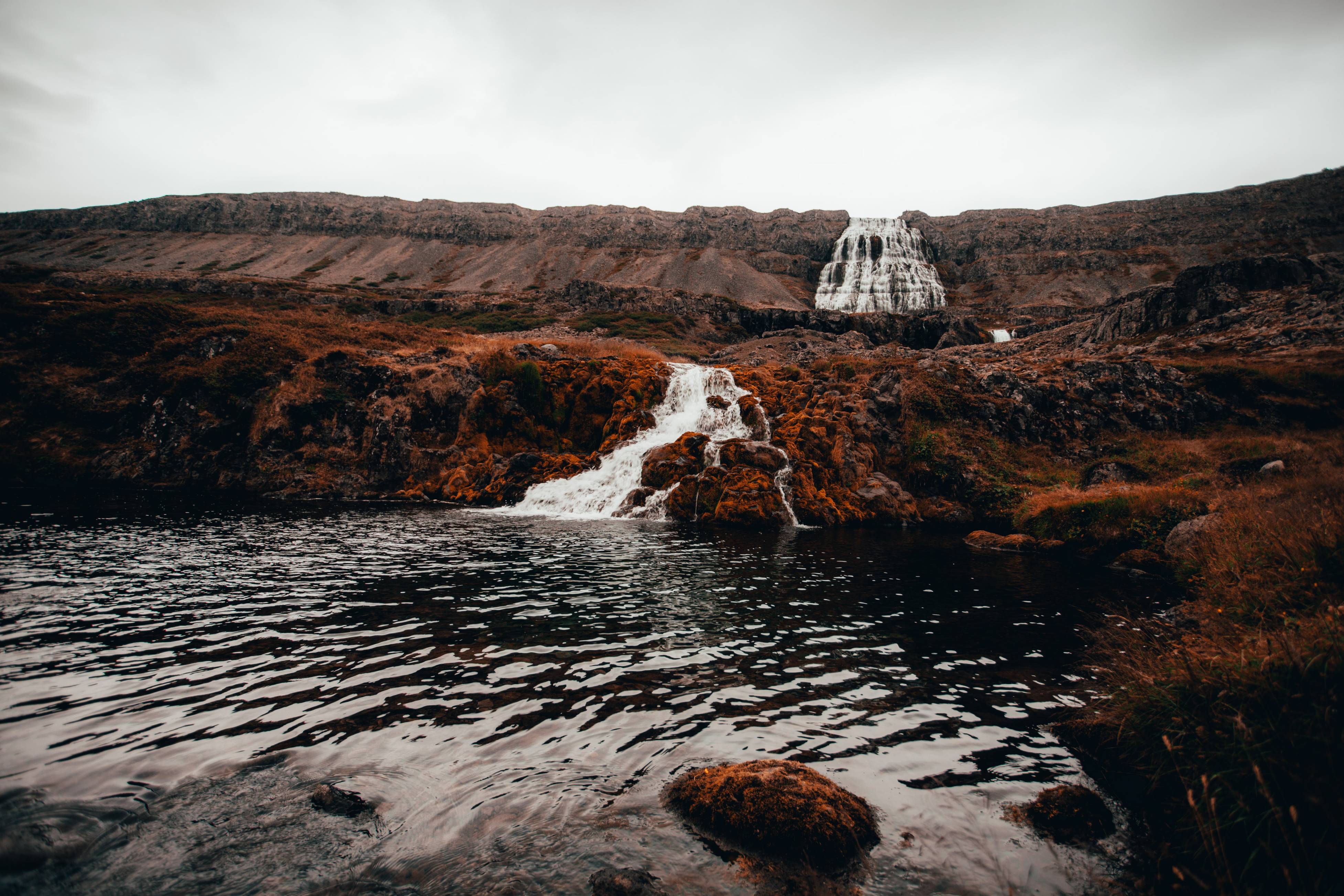 Dynjandi-waterfall-in-westfjords-on-a-cloudy-day