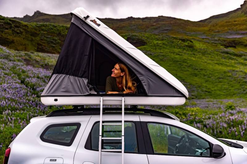 Female in a 4x4 camper