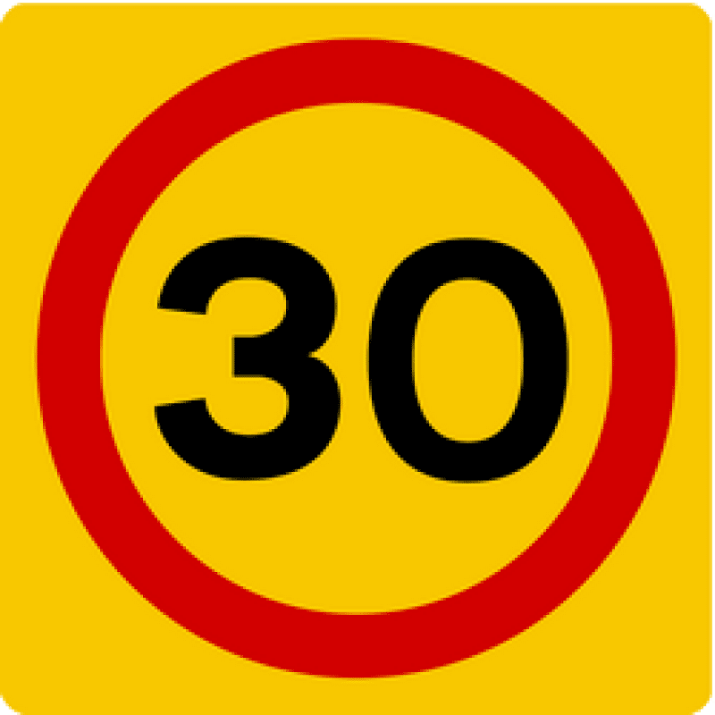 speed limit 30 sign in Iceland