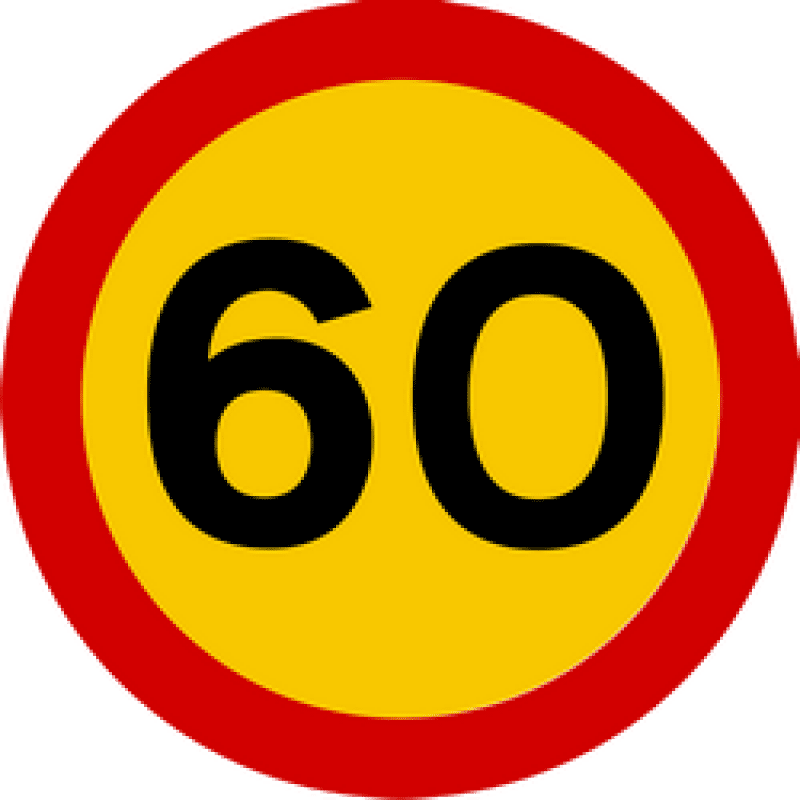 speed limit sign for 60 in Iceland