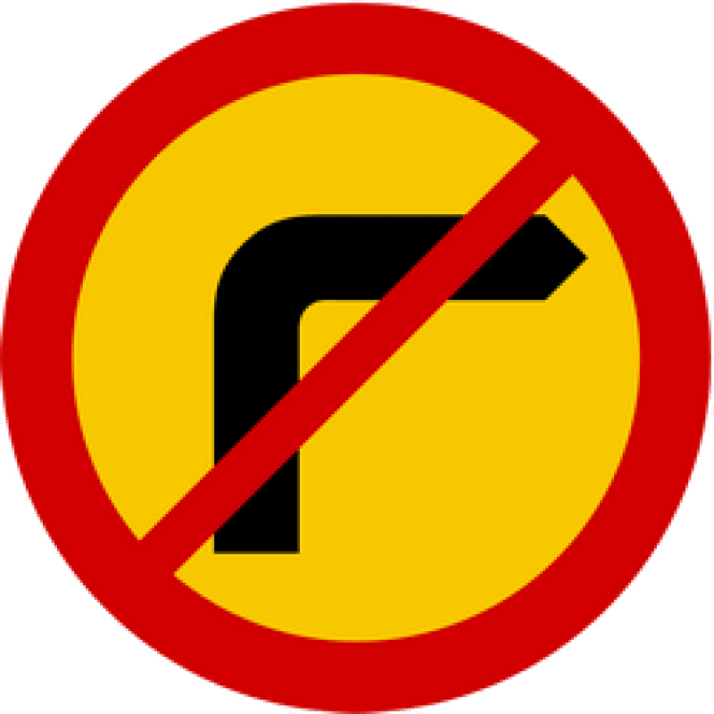 Road sign for no turning right in Iceland
