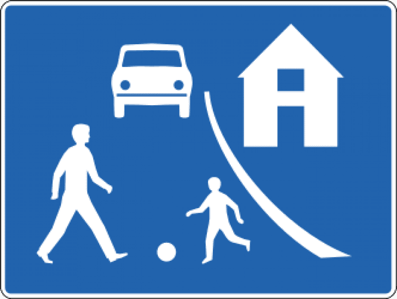 Road sign for residential area in Iceland