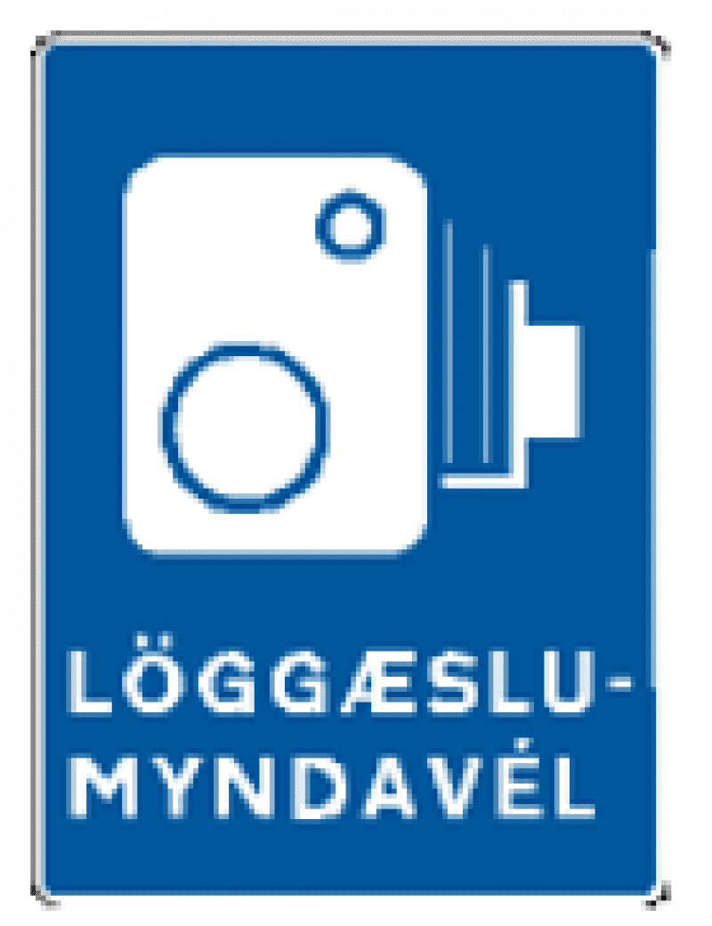 Road sign for speed cameras in Iceland