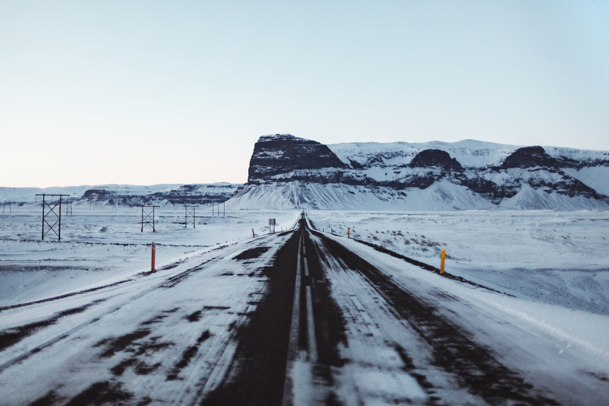 Winter road in Iceland 