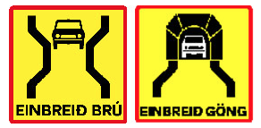 Icelandic-road-sign-of-a-one-lane-tunnel-and-one-lane-bridge