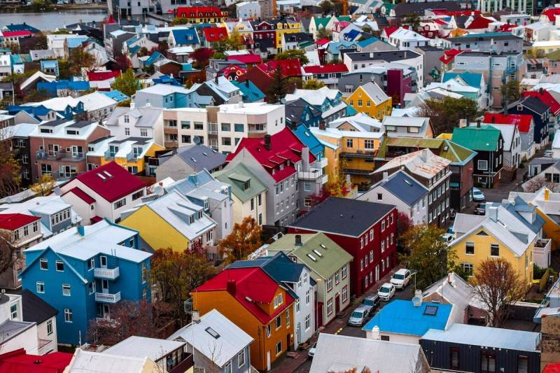 Reykjavík in the summer with colourful houses