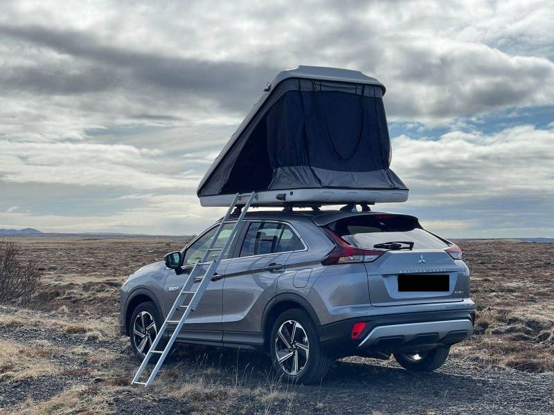 Eclipse Cross roof tent up from the back