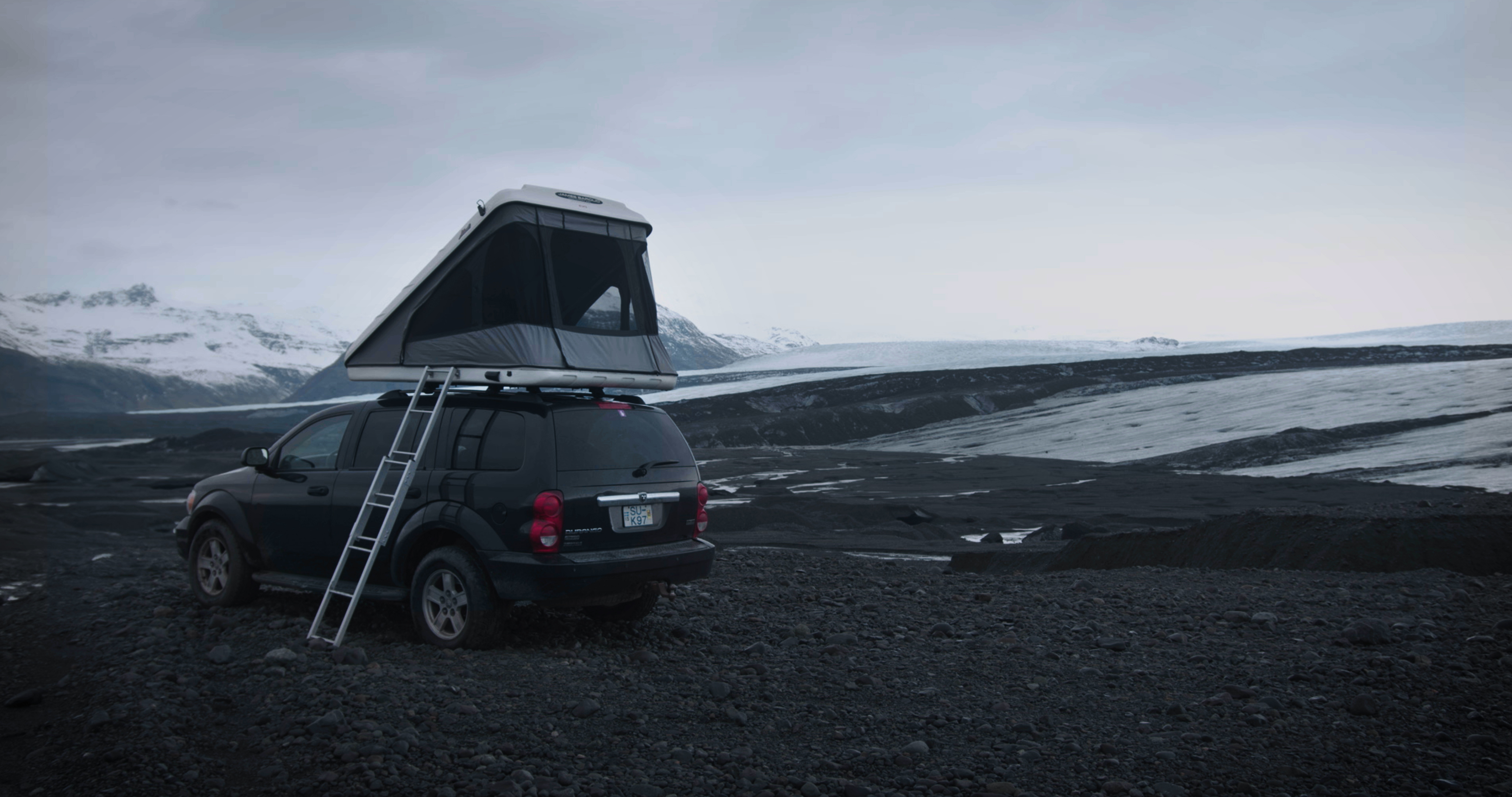 Dodge Durango with rooftop tent in Iceland