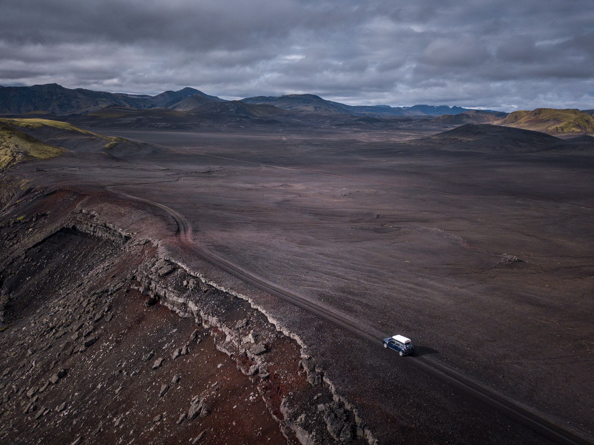 Dacia duster with roof top tent in Iceland highlands f-roads